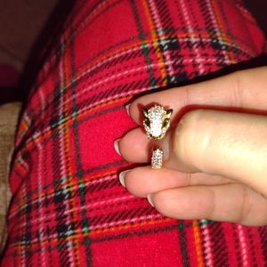 SOLD SOLD SOLD 14 k gold plated panther adjustable ring with zirconia
